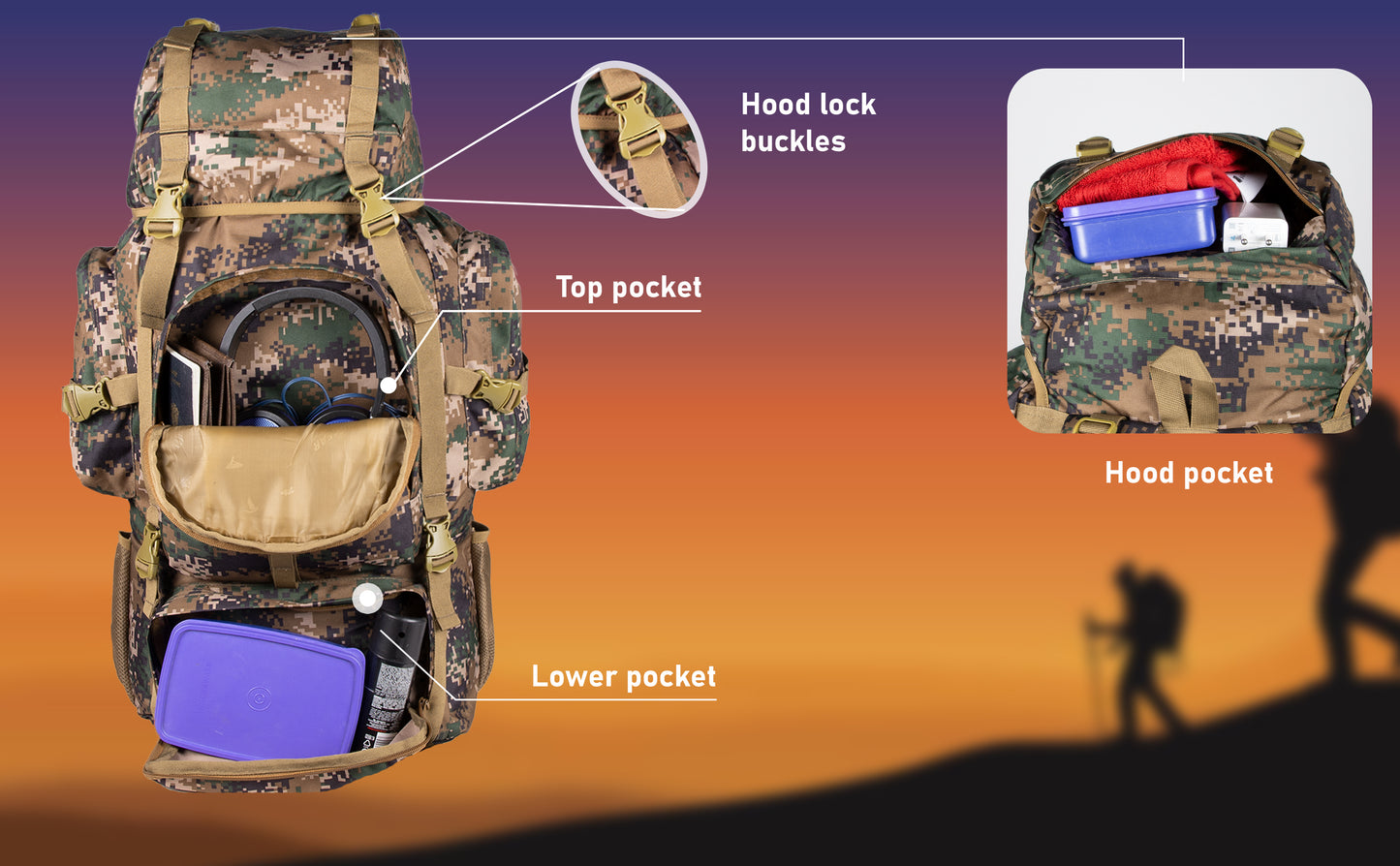 Military Neutron 50L Marpat WL Digital Camo Rucksack