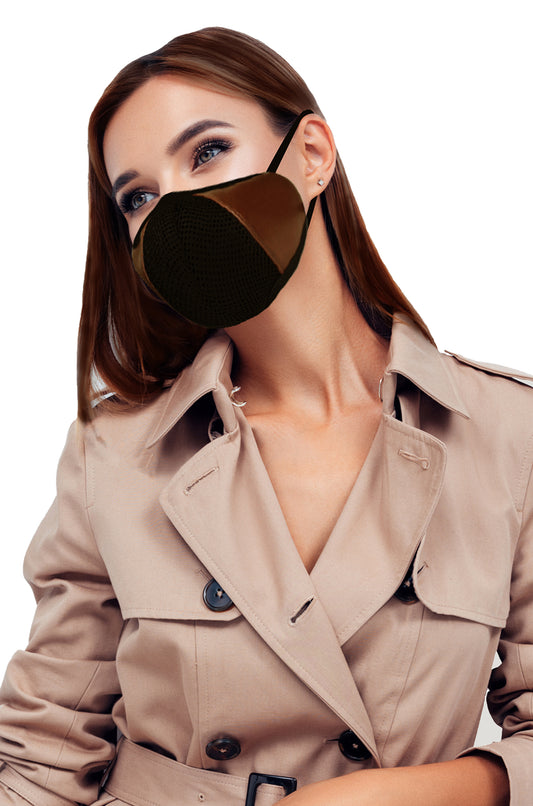 F Gear Luxur F95 Leatherette Mask Brown Safeguard 7 layer ISO CE SITRA lab certified >95% Bacteria Filtration