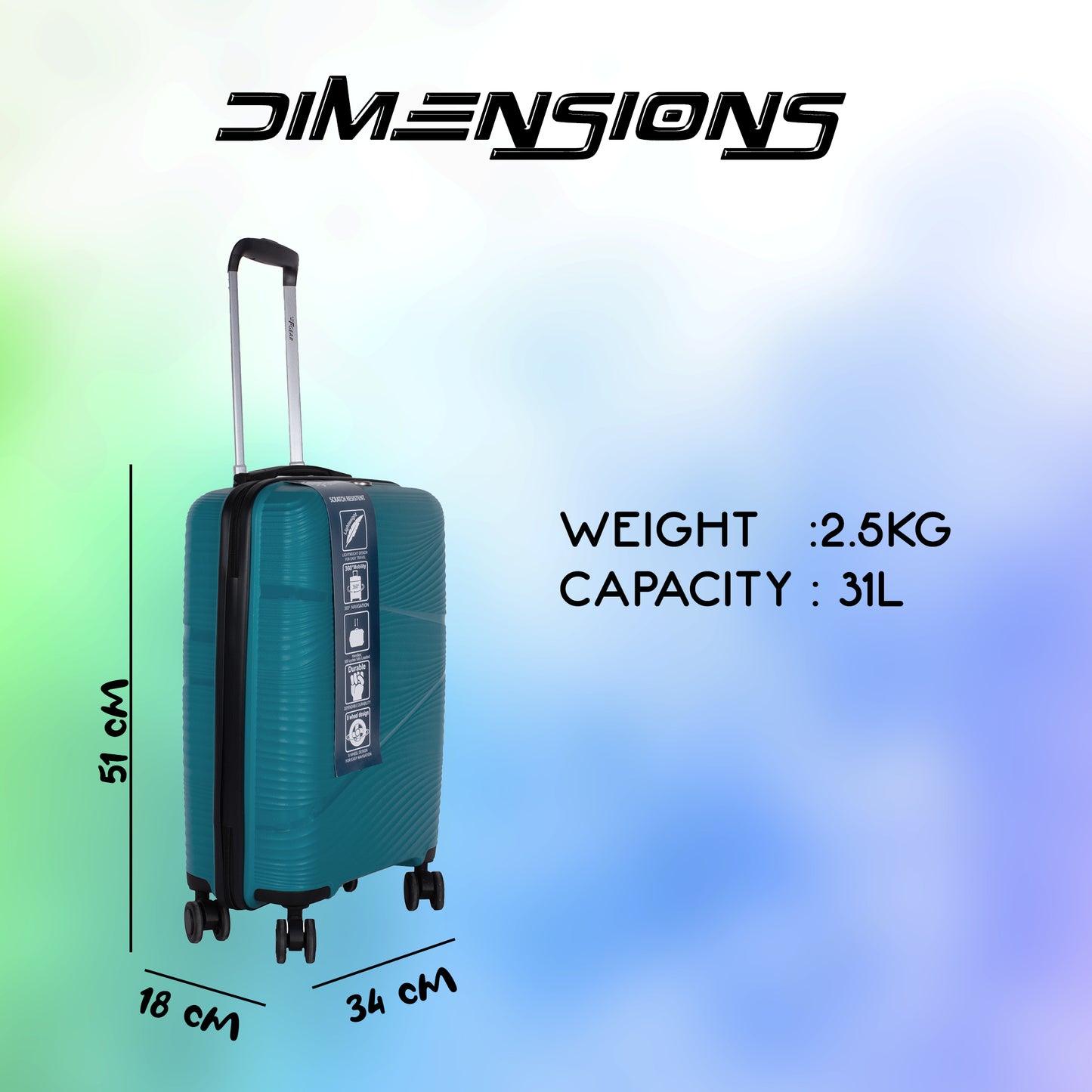 Joy PP008 20" Blue Cabin (Small) Suitcase