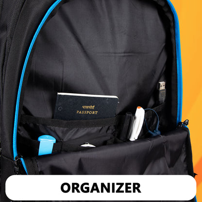Raider 30L Black Blue Backpack With Rain Cover