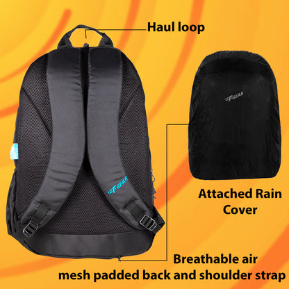 Raider 30L Black Blue Backpack With Rain Cover