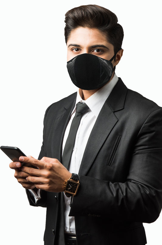 F Gear Luxur F95 Leatherette Mask Diamond Black Safeguard 7 layer ISO CE SITRA lab certified >95% Bacteria Filtration