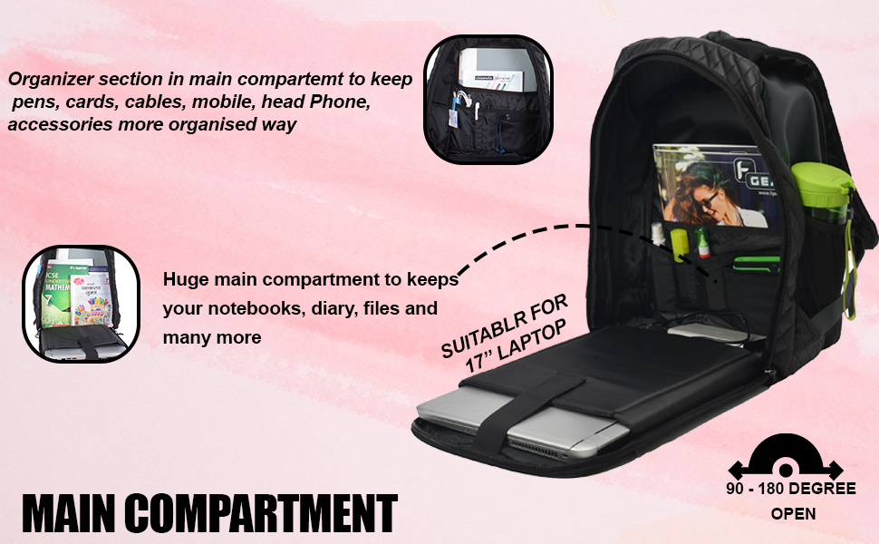 Olive green top pink backpack