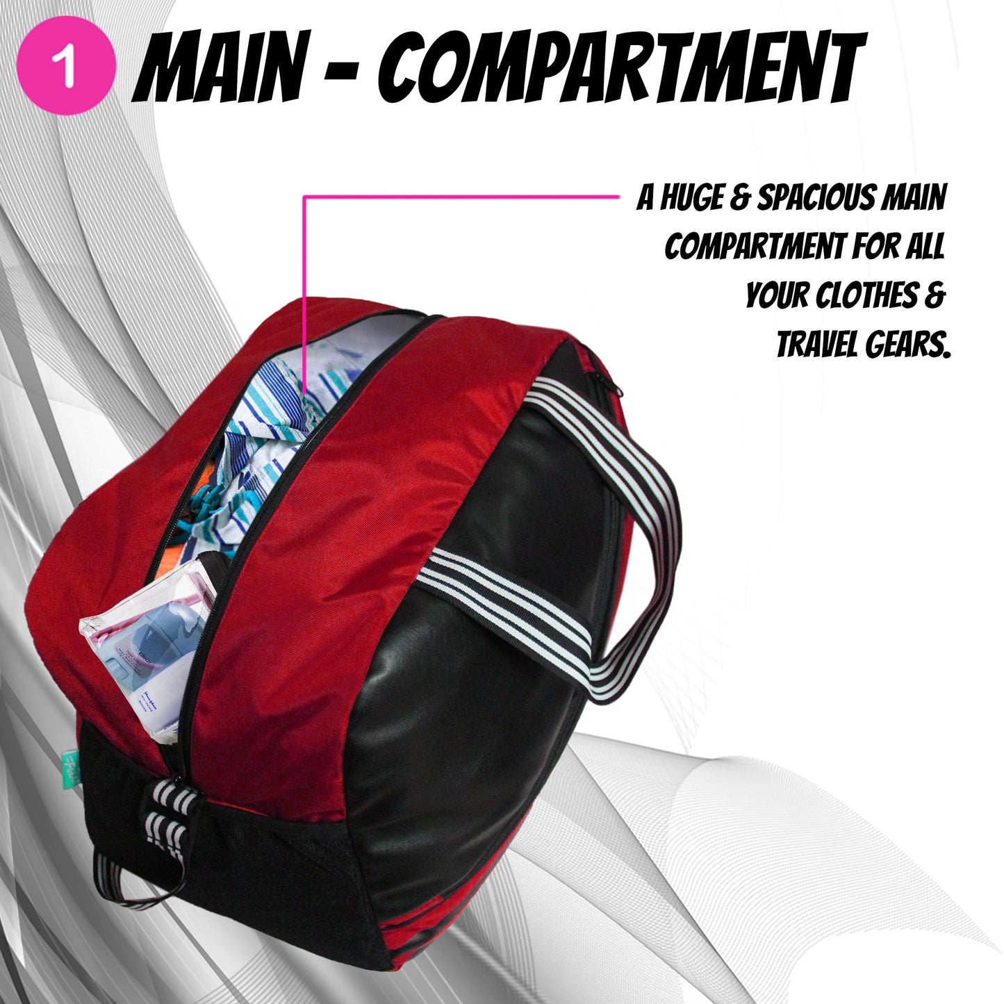 Aral 46L Red Travel Duffel Bag