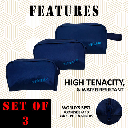 Iris Navy Pouch Set of 3