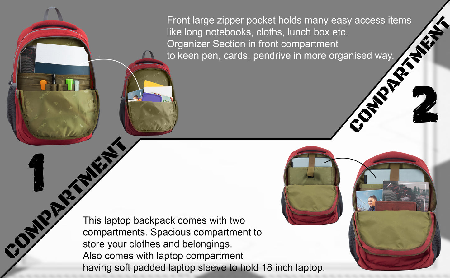 Amity 34L Red Laptop Backpack