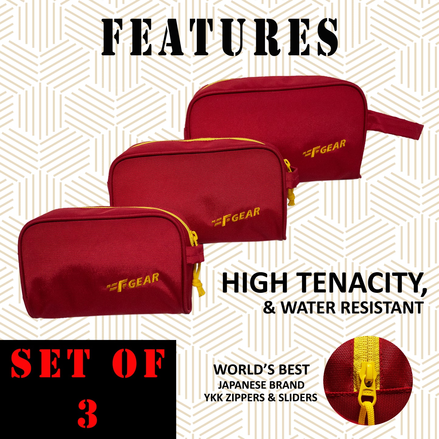 Iris Red Pouch Set of 3