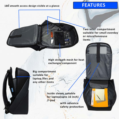 Captain 20L Grey Anti-theft Laptop Backpack
