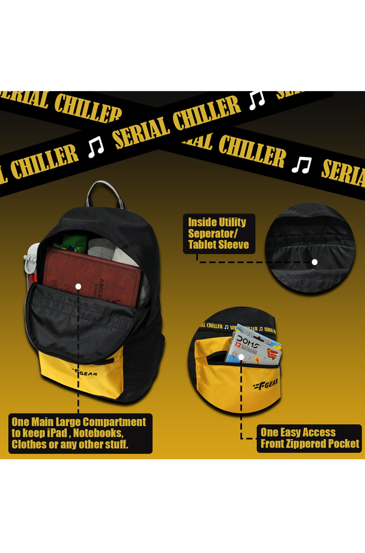 Inherent 22L Black Yellow Backpack