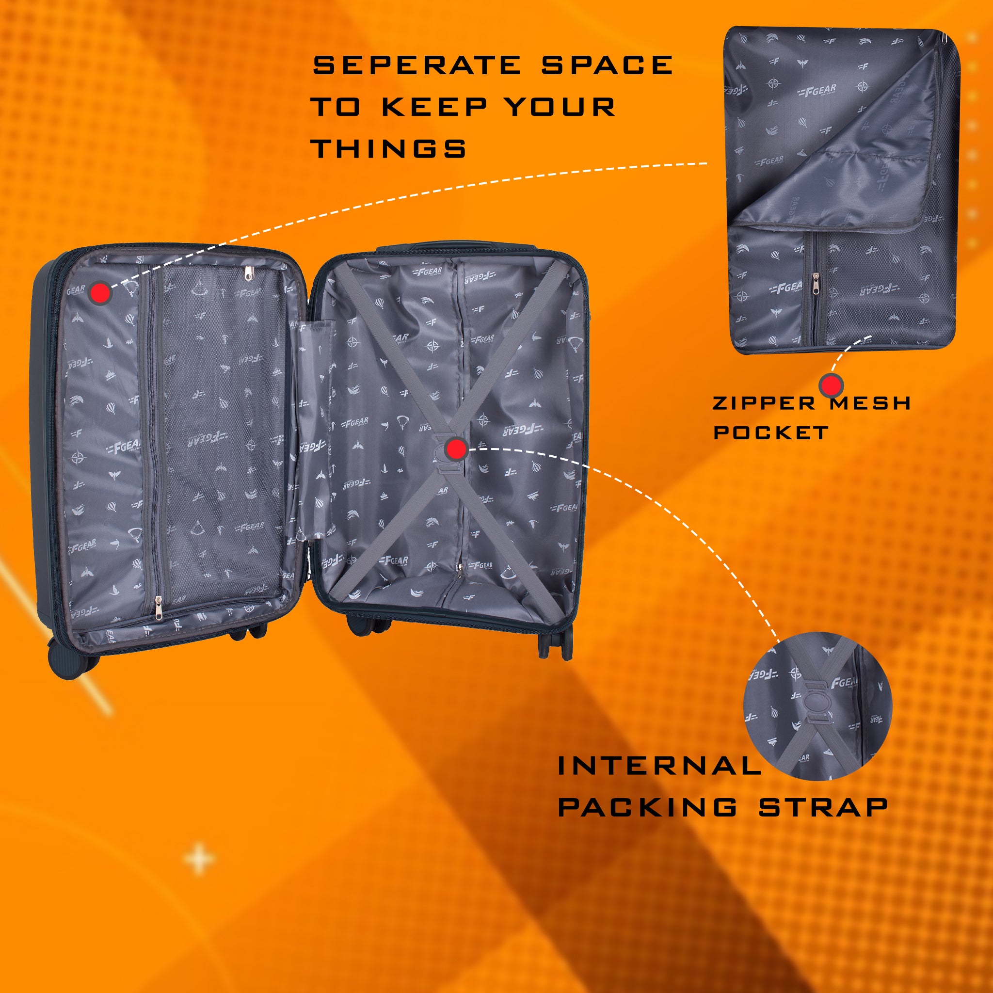 F GEAR STV PP02 24" Dark Blue Expandable Checkin Suitcase F Gear.in