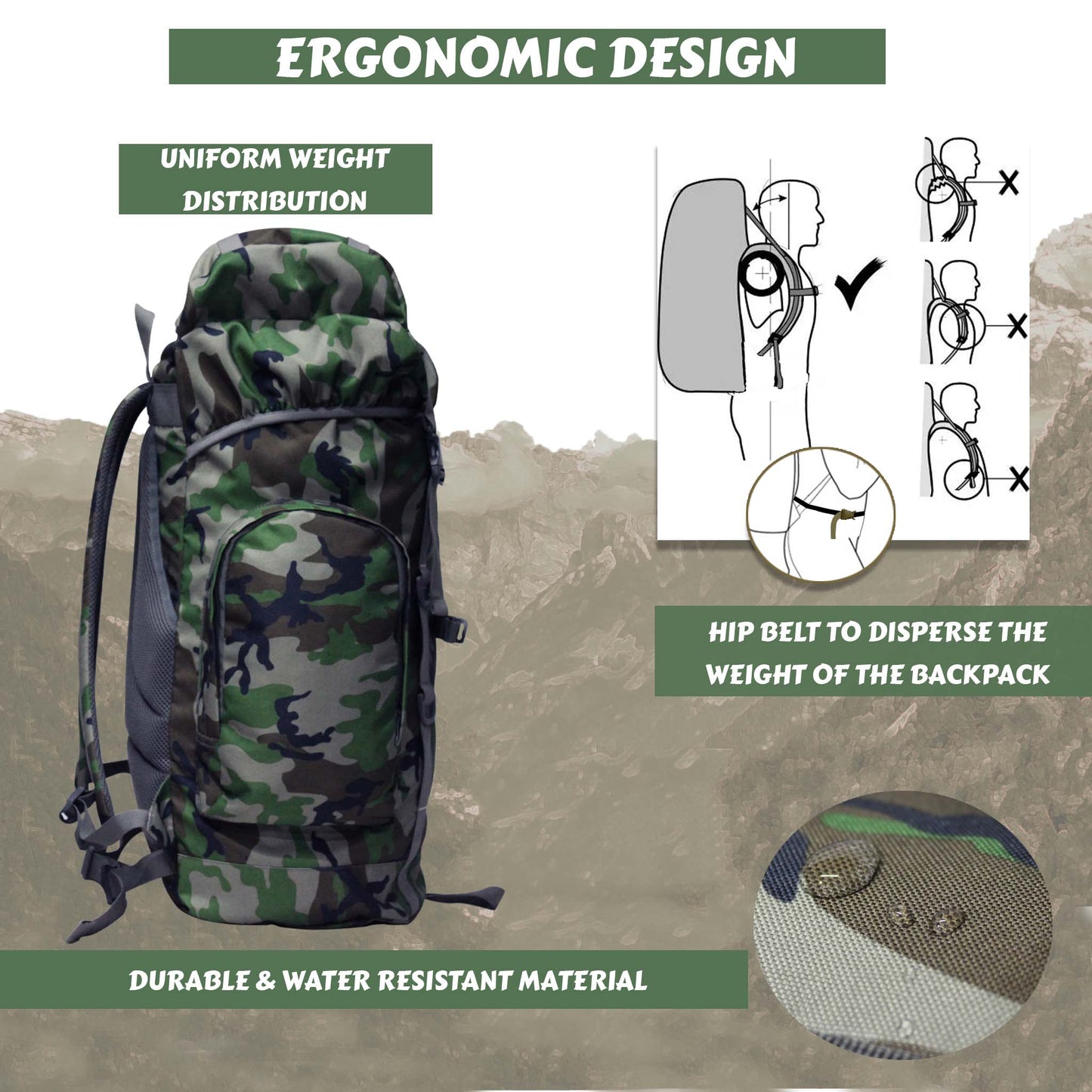 Platoon 46L Woodland Rucksack