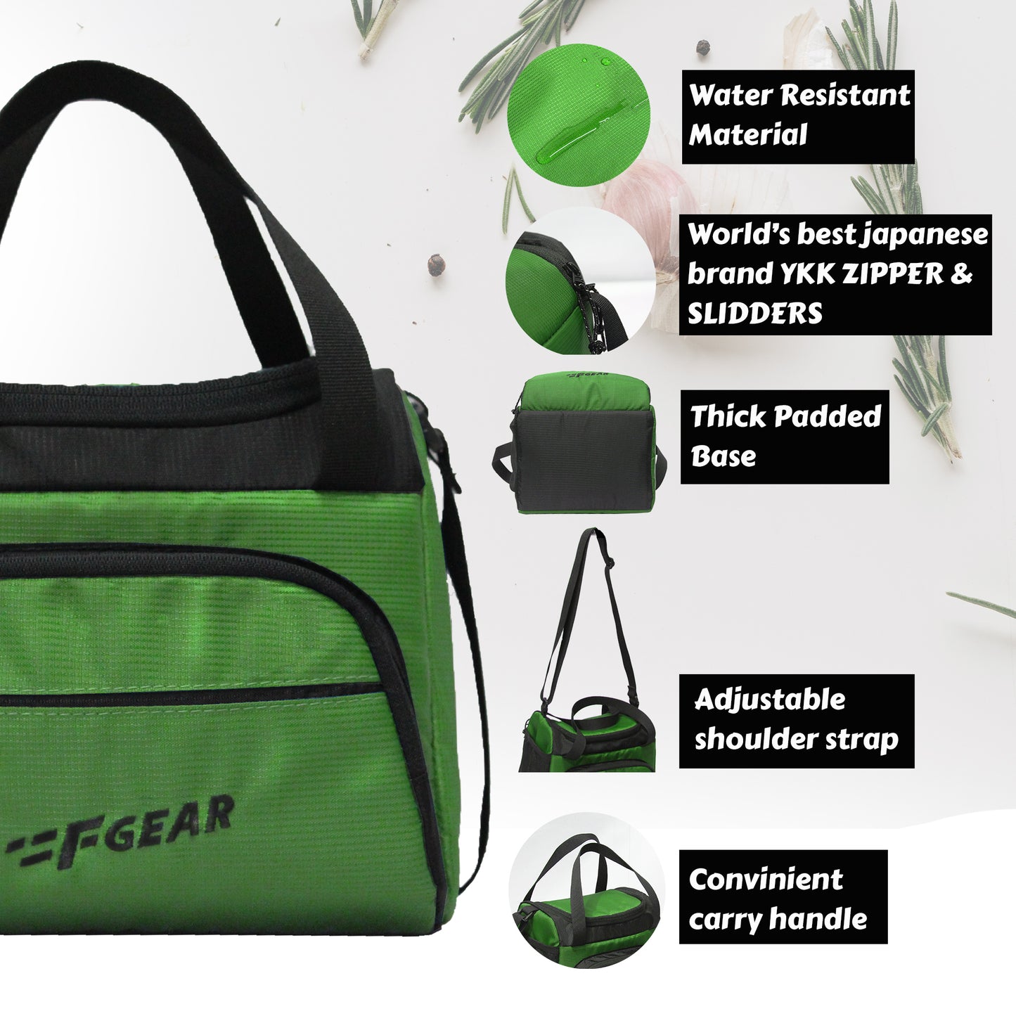 Yolo 6L Forest Green Black Lunch Bag