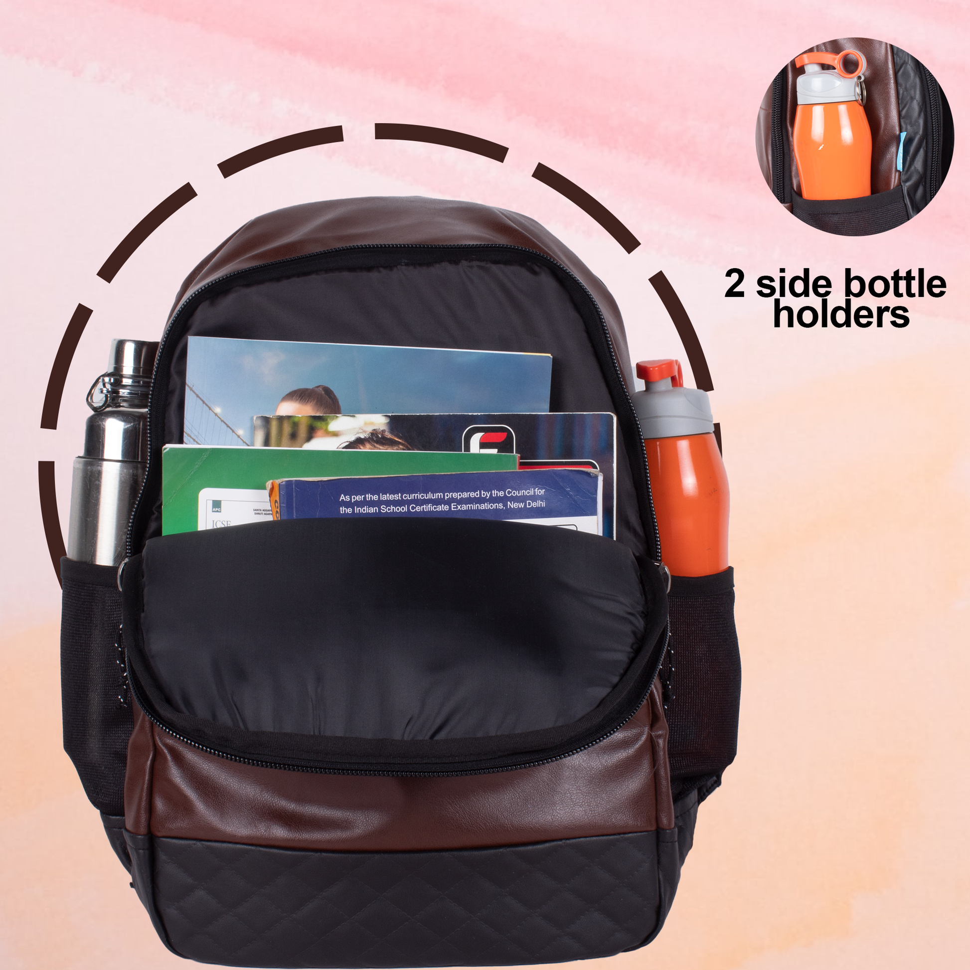 Luxur 25L Brown Anti theft Laptop Backpack F Gear.in