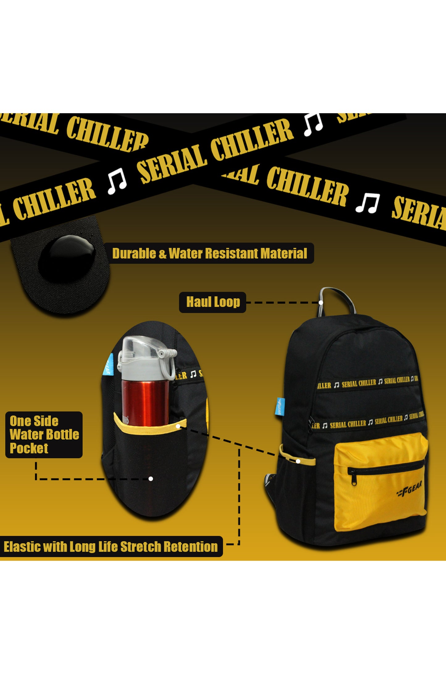 Inherent 22L Black Yellow Backpack