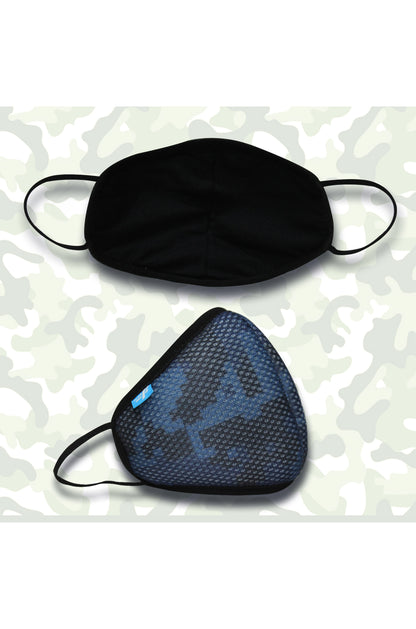 F Gear Safeguard F95 Mask Camo Blue 7 layer ISO CE SITRA lab certified >95% Bacteria Filtration PACK-1