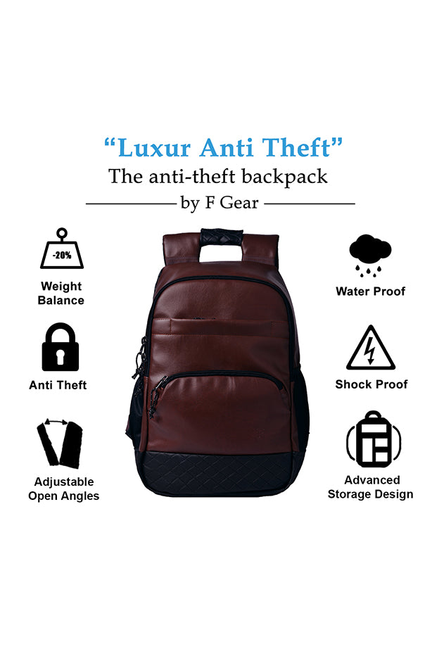 Luxur 25L Brown Anti-theft Laptop Backpack