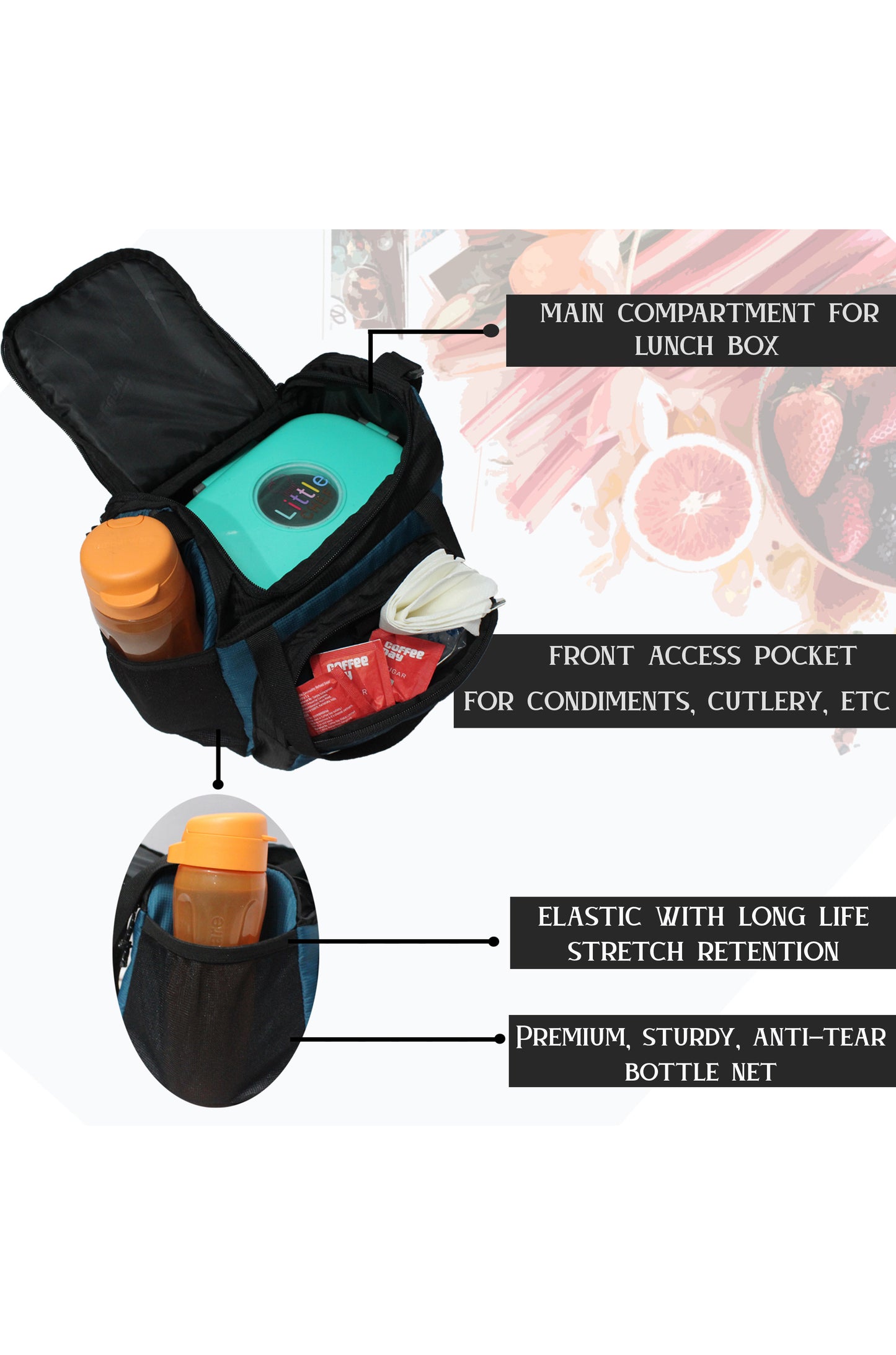 Yolo 6L Marine Blue Black Lunch Bag