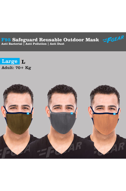 F95 Khaki Grey Skin Reusable Washable F Gear Mask PACK-3