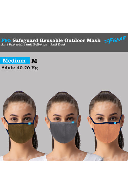 F95 Khaki Grey Skin Reusable Washable F Gear Mask PACK-3