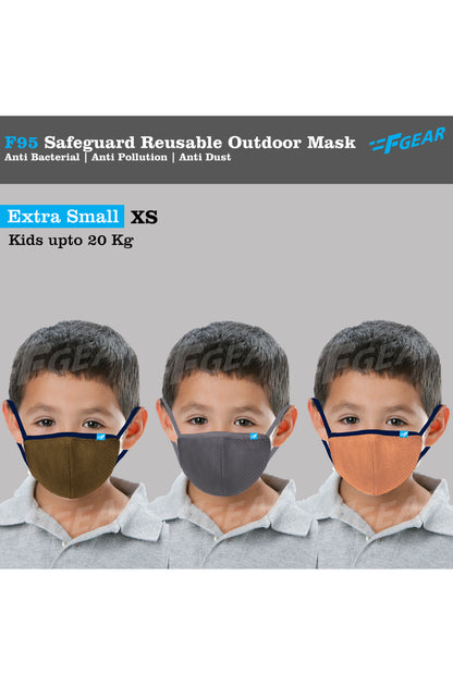 F95 Khaki Grey Skin Reusable Washable F Gear Mask PACK-3