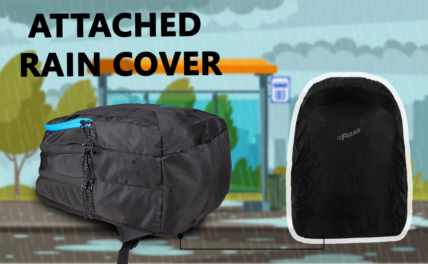 Raider 30L Black Blue Backpack With Rain Cover