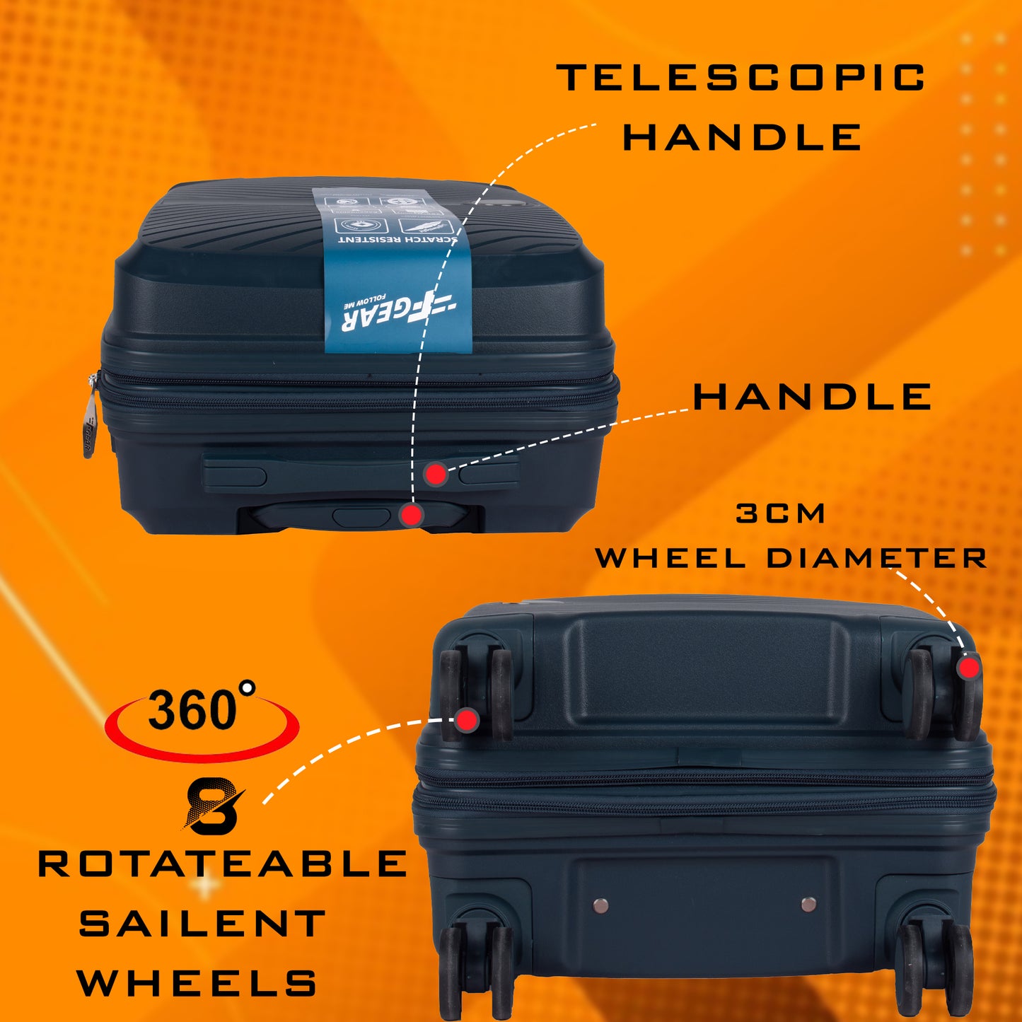 STV PP02 20" Dark Blue Expandable Cabin (Small) Suitcase