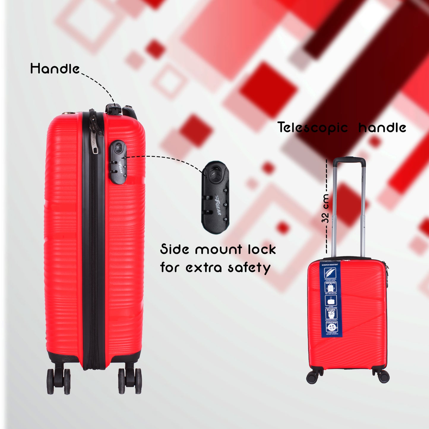 Joy PP008 28" Red Large Check-in Suitcase