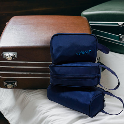 Iris Navy Pouch Set of 3
