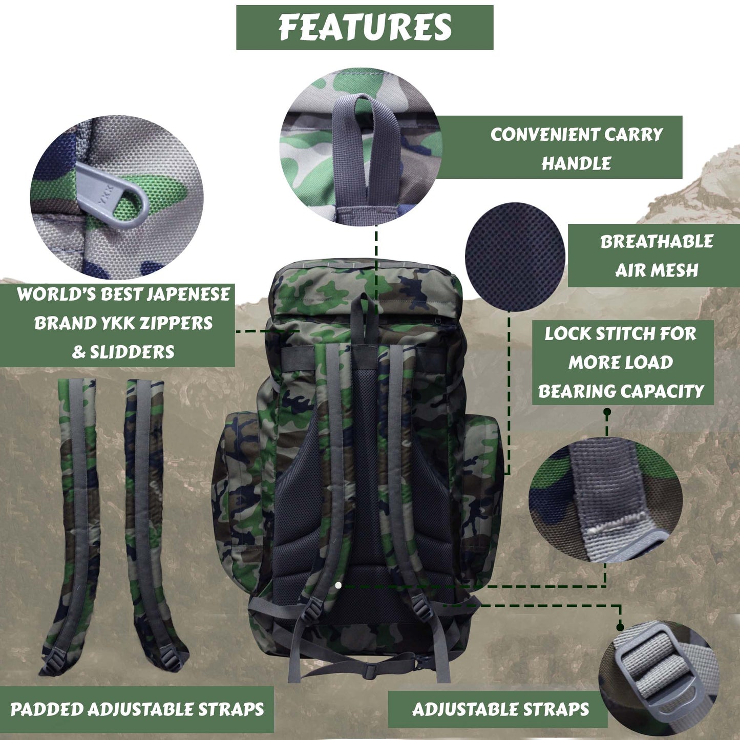 Platoon 46L Woodland Rucksack