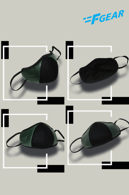 F Gear Luxur F95 Leatherette Mask Olive Safeguard 7 layer ISO CE SITRA lab certified >95% Bacteria Filtration