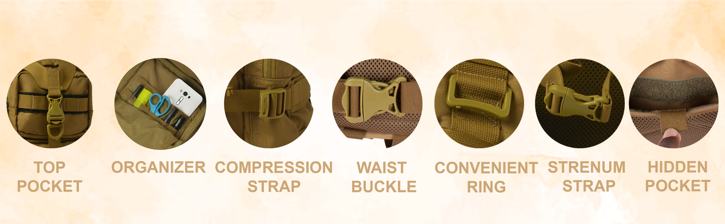 Military Tactical 29L Khaki Rucksack