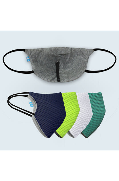 F Gear Coroguard F95 Mask Navy Blue-F green-White-Sea green 7 layer ISO CE SITRA lab certified >95% Bacteria Filtration PACK-4