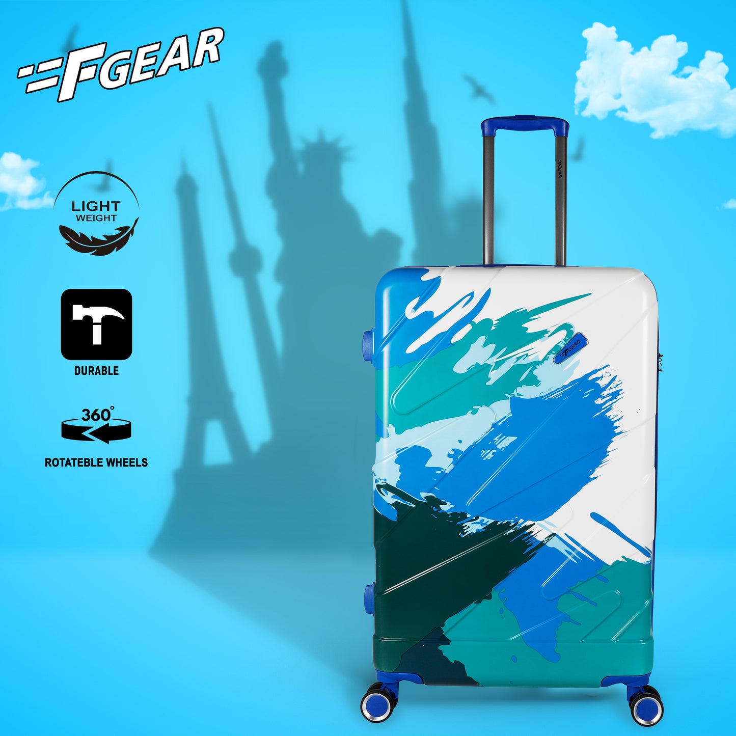 Picasso 28" Blue Expandable Large Check- in Suitcase