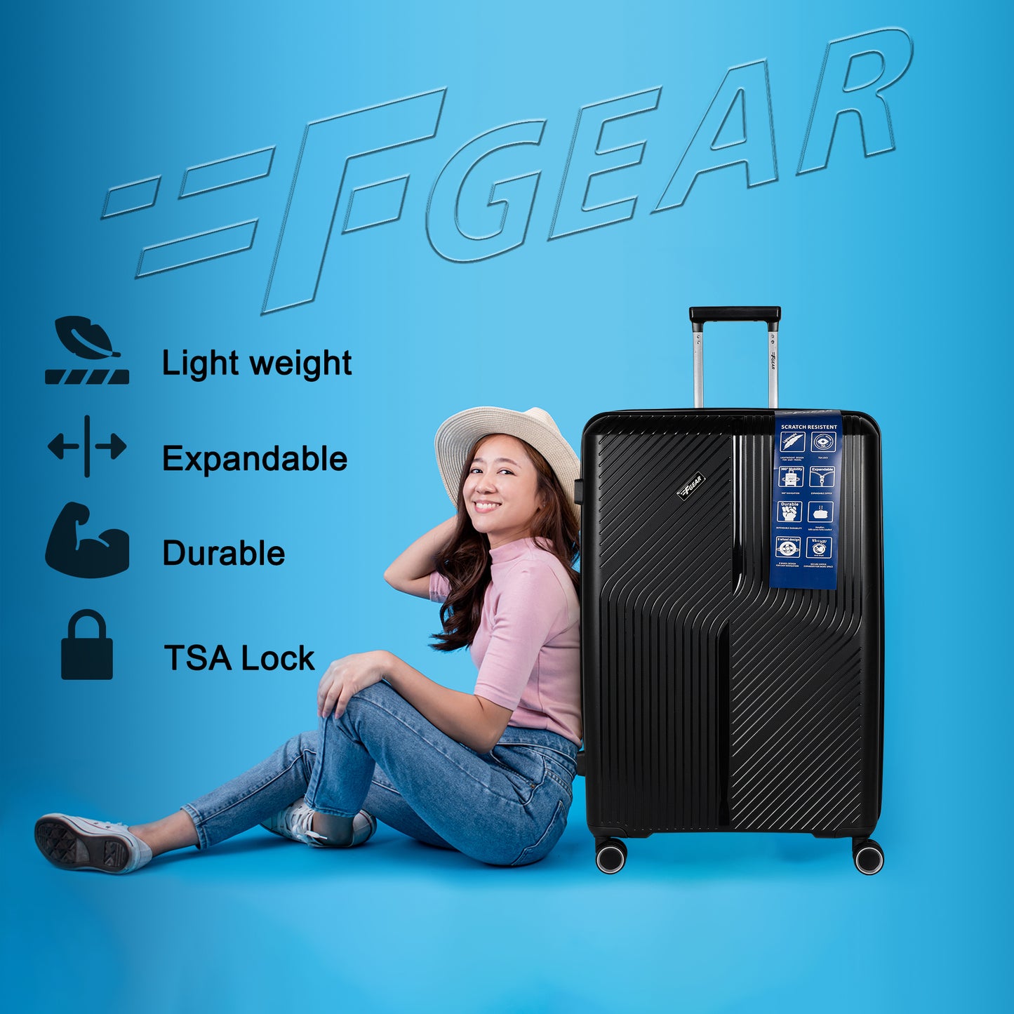 STV PP04 28" Black Expandable Large Check- in Suitcase