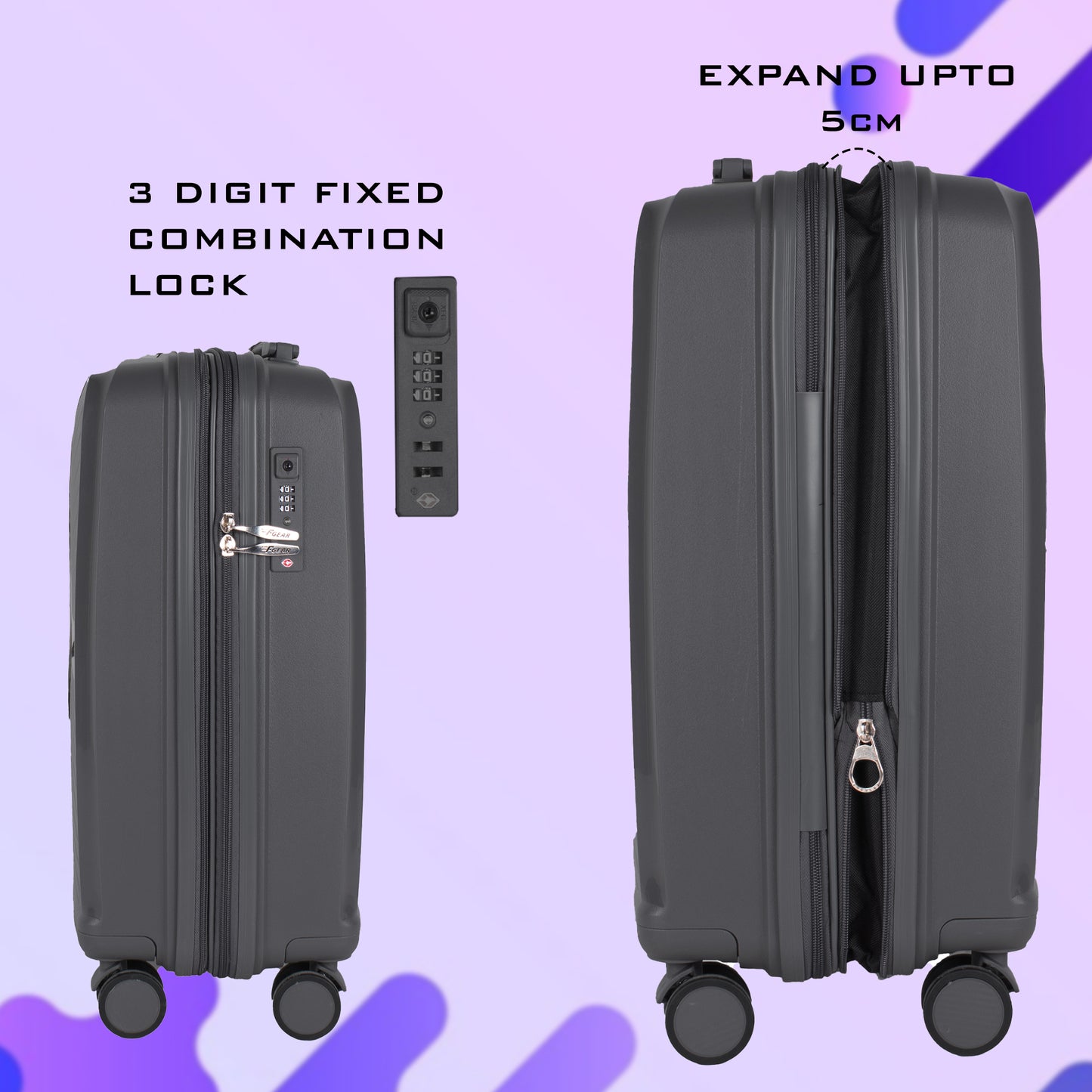 Sentinel 20" Dark Grey Expandable Cabin (Small) Suitcase