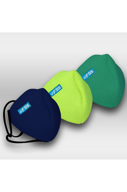 F Gear Pearl F95 Mask  F green-Navy Blue-Sea green 7 layer ISO CE SITRA lab certified >95% Bacteria Filtration PACK-3