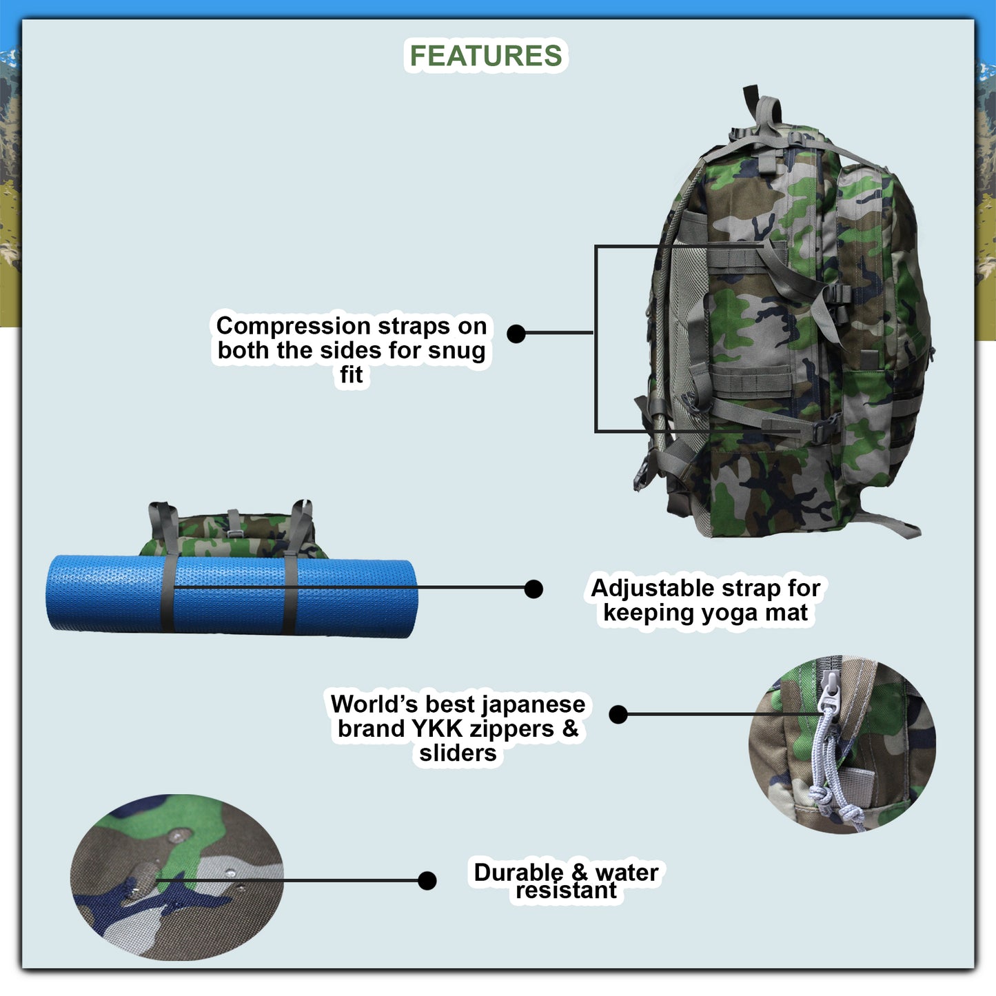 Armour 40L Woodland Rucksack