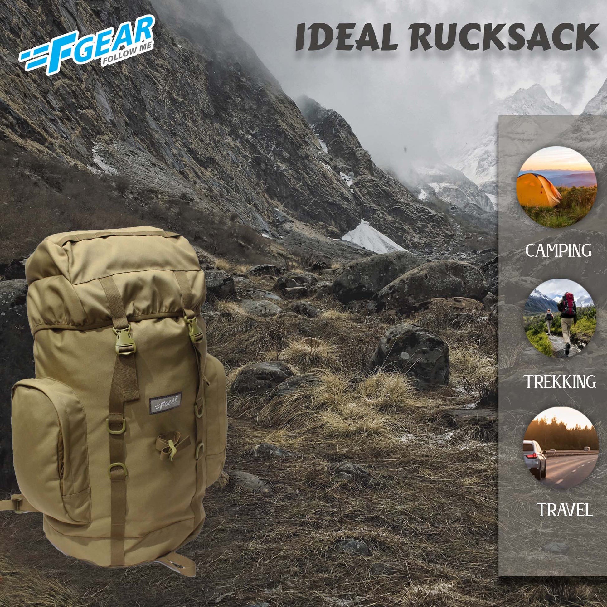 Platoon 46L Khaki Rucksack – F Gear.in