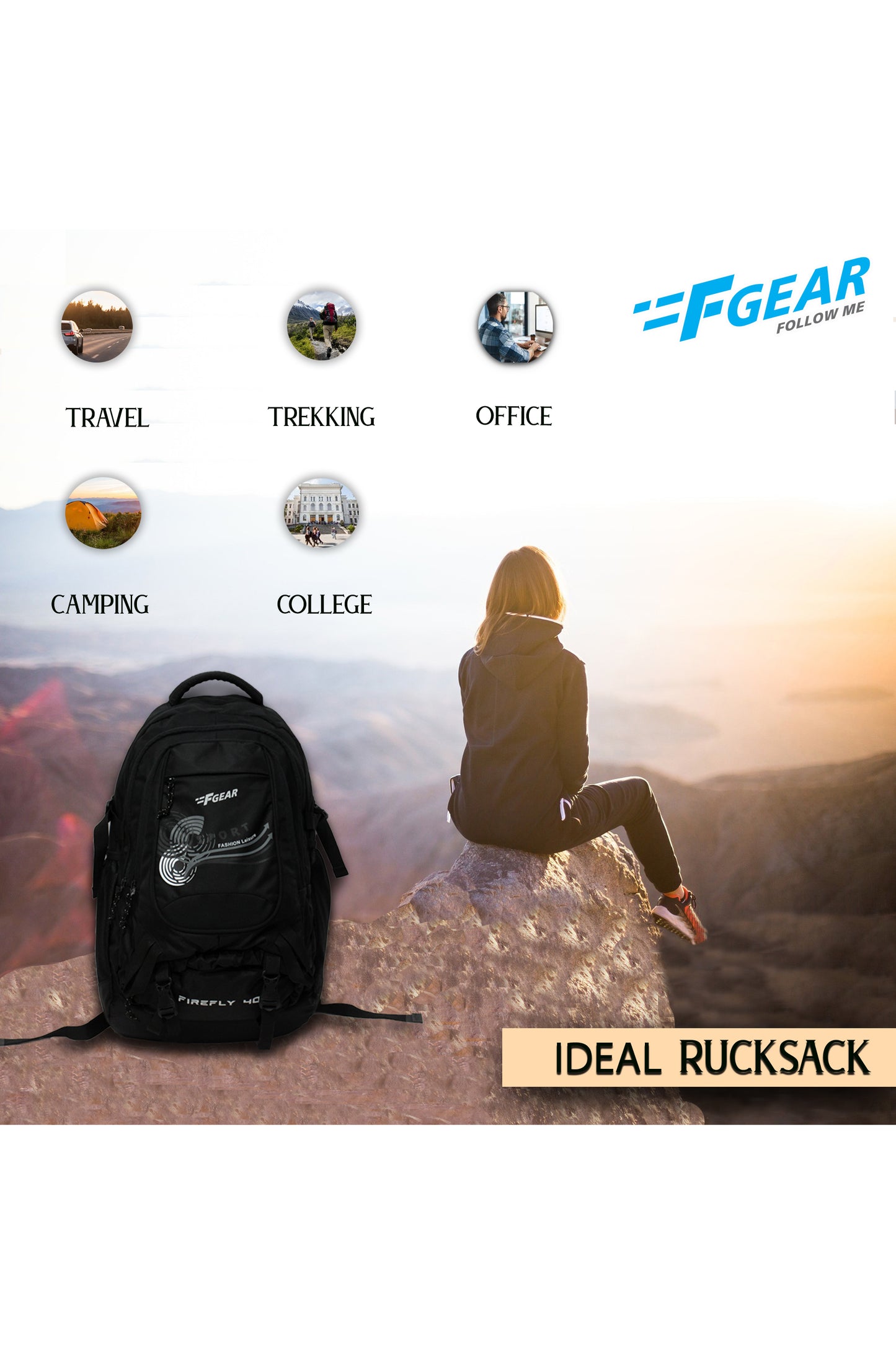 Firefly Doby 40L Black Rucksack