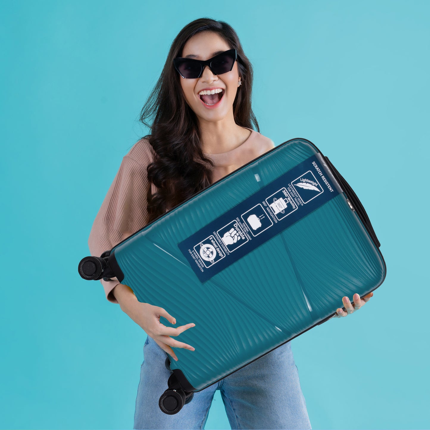 Joy PP008 24" Blue Medium Check-in Suitcase