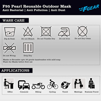 F Gear Pearl F95 Mask  F green 7 layer ISO CE SITRA lab certified >95% Bacteria Filtration PACK-3