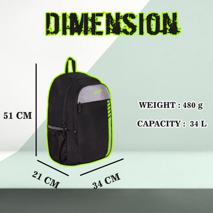 Leader 34L Black and Green Backpack