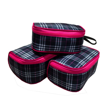 Cypress Plaids Black Pouch Set of 3