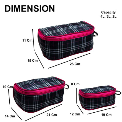 Cypress Plaids Black Pouch Set of 3
