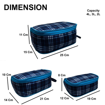 Cypress Plaids Blue Pouch Set of 3