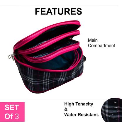 Cypress Plaids Black Pouch Set of 3