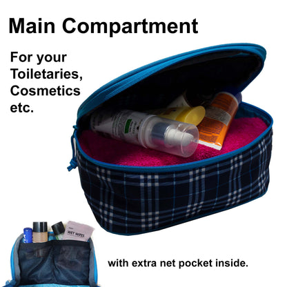Cypress Plaids Blue Pouch Set of 3