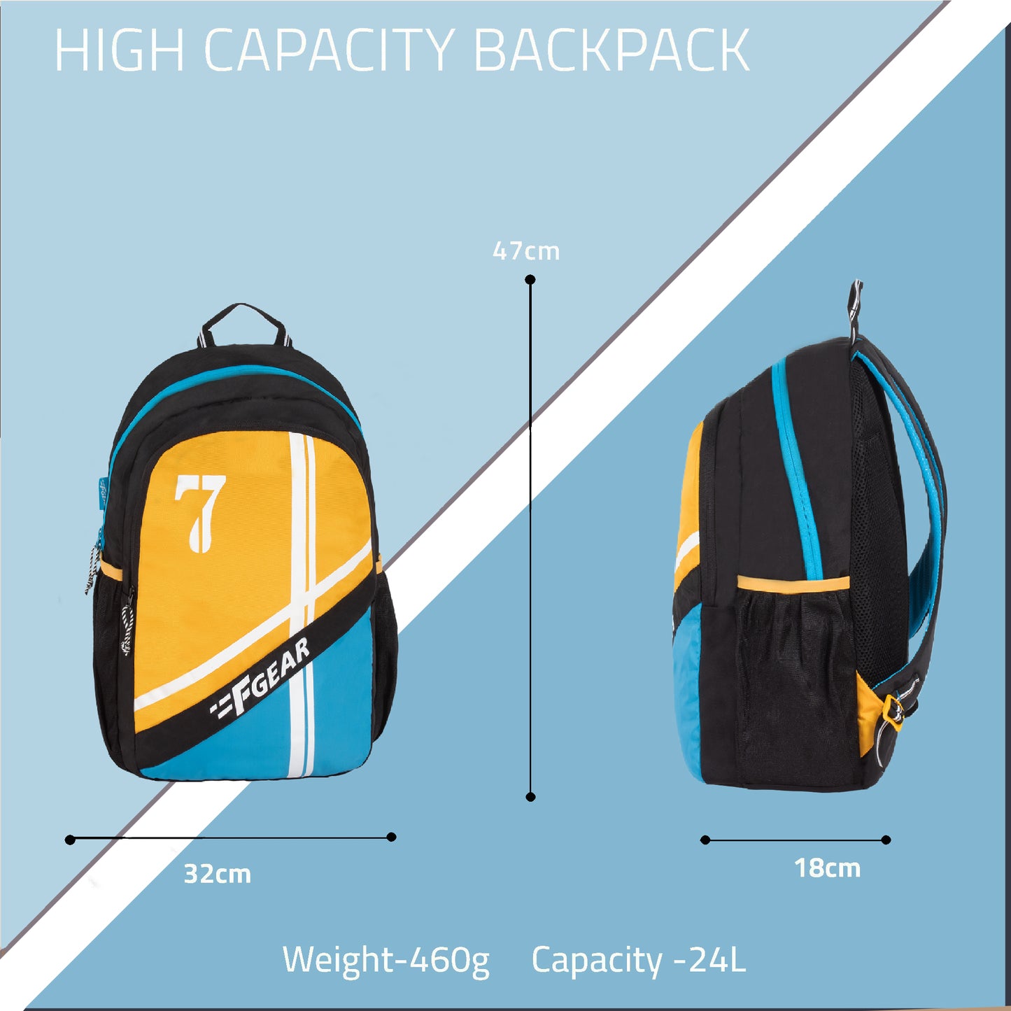Shigo 24L Yellow Logo Blue Backpack