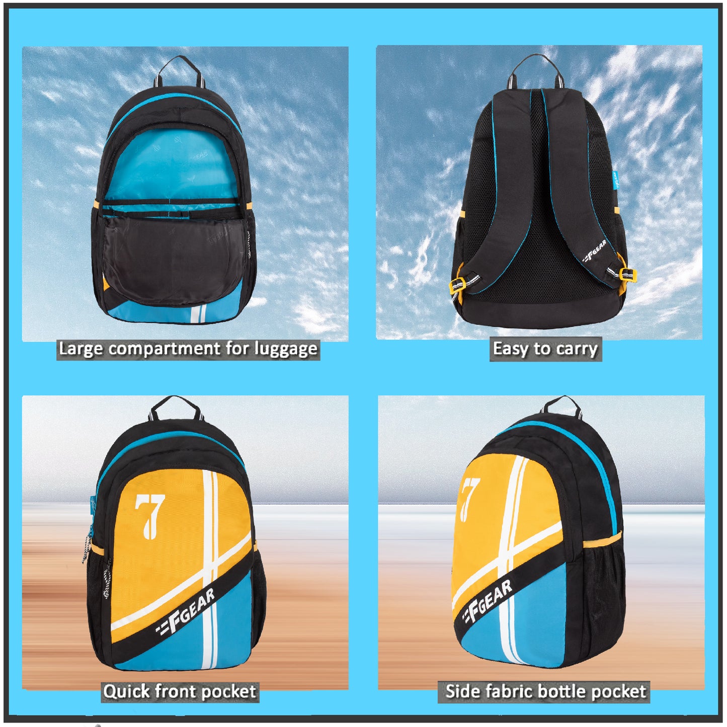 Shigo 24L Yellow Logo Blue Backpack