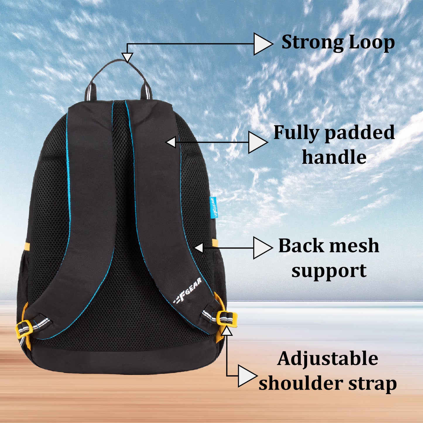 Shigo 24L Yellow Logo Blue Backpack